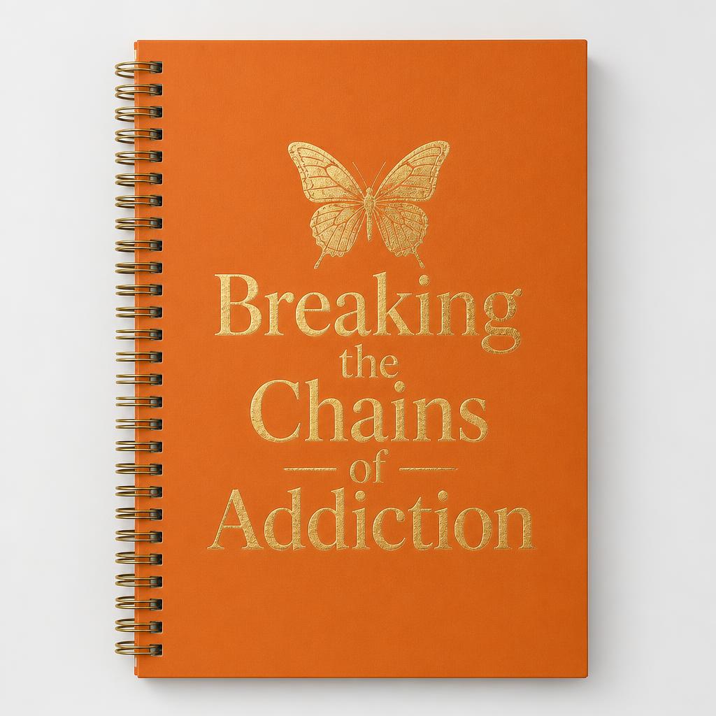 Breaking the Chains of Addiction spiral notepad in Pumpkin Orange